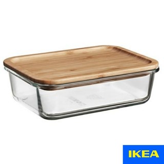 イケア(IKEA)のkrk様専用 竹ふた付き 長方形 耐熱ガラス 1.0L ×2(容器)