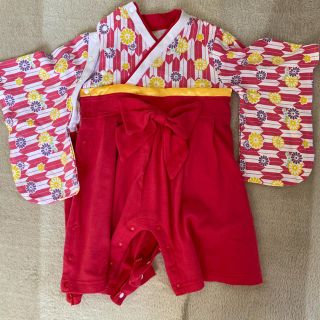 和柄 袴ロンパース 70センチ(和服/着物)