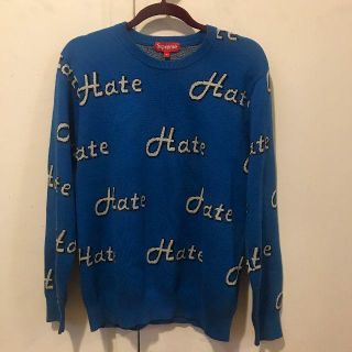 シュプリーム(Supreme)のレアSUPREMEスクリプトニットブルーM(ニット/セーター)