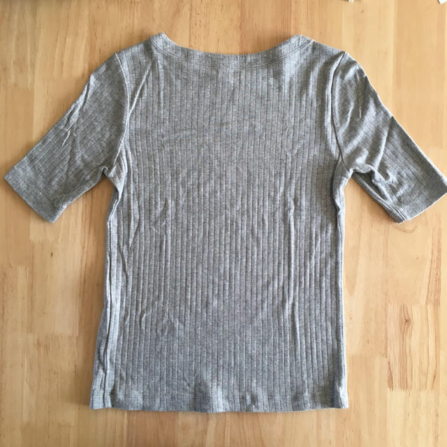 UNIQLO(ユニクロ)のユニクロ　リブボートネックT（5分袖）Sサイズ レディースのトップス(Tシャツ(半袖/袖なし))の商品写真