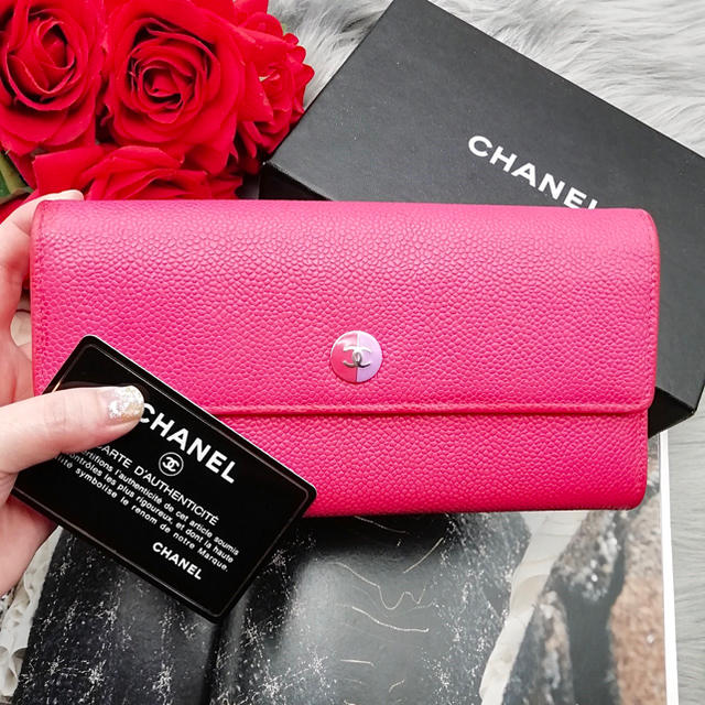 CHANEL(シャネル)のN.Nさま専用✨ シャネル 長財布 キャビアスキン ピンク ココボタン✨ レディースのファッション小物(財布)の商品写真