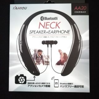 KAIHO アクションカメラ付ネックスピーカーイヤホン AA20　BLACK (ヘッドフォン/イヤフォン)