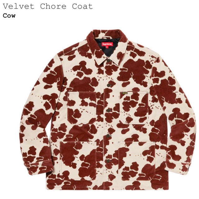 【即日発送可】Supreme Velvet Chore Coat 牛柄 S