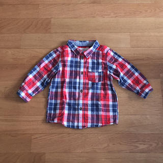 エイチアンドエム(H&M)のチェック柄シャツ 赤×青 80(シャツ/カットソー)