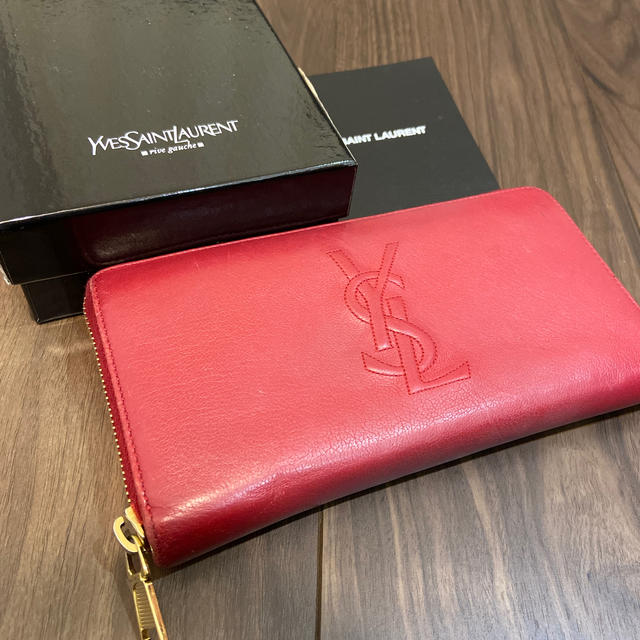 最終値下げ!SAINT LAURENT サンローラン 長財布 赤 財布 www