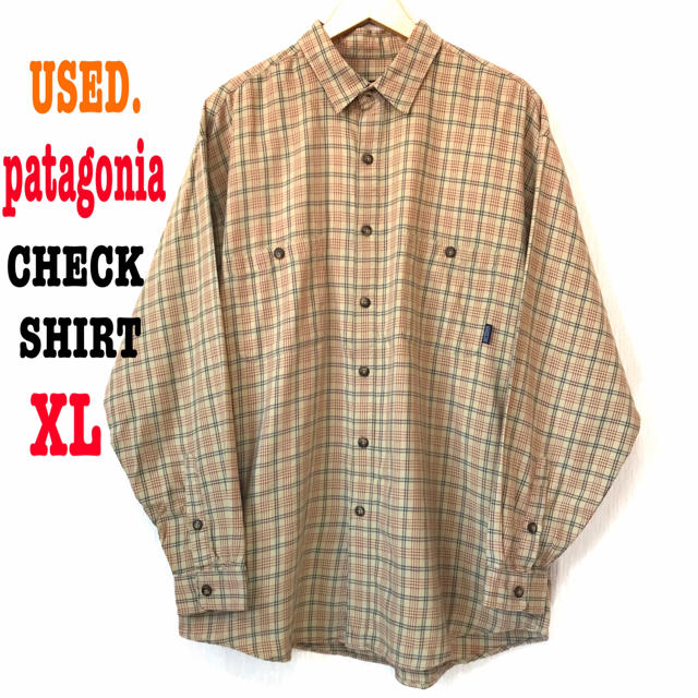 patagonia(パタゴニア)の90s 良柄 ♪ パタゴニア チェックシャツ ネルシャツ XL相当 ベージュ メンズのトップス(シャツ)の商品写真