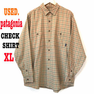 パタゴニア(patagonia)の90s 良柄 ♪ パタゴニア チェックシャツ ネルシャツ XL相当 ベージュ(シャツ)