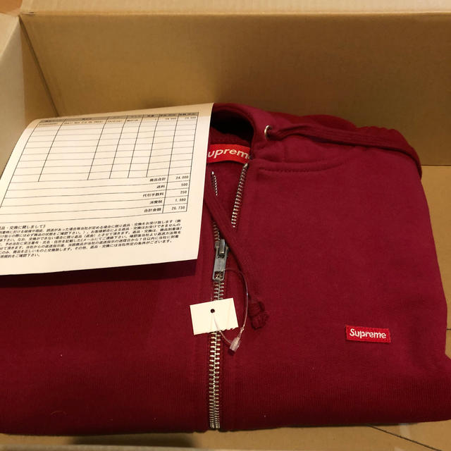 新品supreme small box zip sweat cardinal M