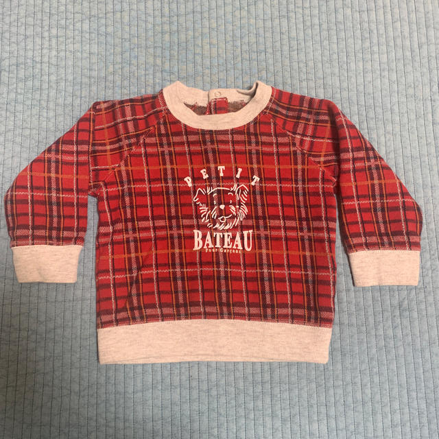 PETIT BATEAU(プチバトー)のプチバトー★2019年12月購入★12M74センチ★チェック★タータンチェック キッズ/ベビー/マタニティのベビー服(~85cm)(トレーナー)の商品写真