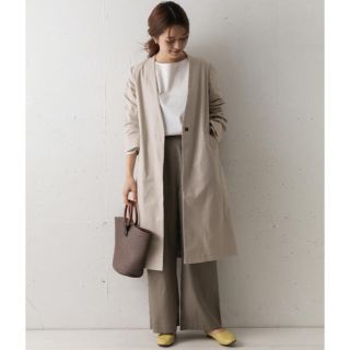 アーバンリサーチドアーズ(URBAN RESEARCH DOORS)の新品▷UR DOORS コットンノーカラーコート　LT.BEIGE(ロングコート)