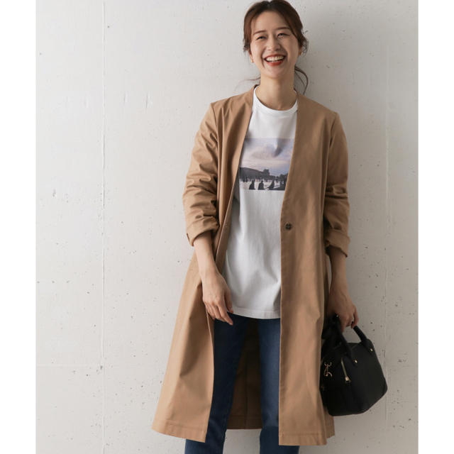 今季　新品▷UR DOORS コットンノーカラーコート　BEIGE