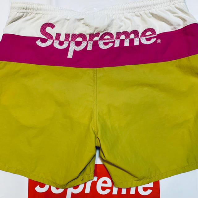 希少S supreme split logo water short gold