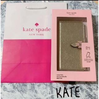 ケイトスペードニューヨーク(kate spade new york)の【新品未使用】ケイトスペード   iPhoneケース　手帳型　ゴールド　02(モバイルケース/カバー)