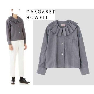 マーガレットハウエル(MARGARET HOWELL)の2020 今期マーガレットハウエル☆コットンシャンブレーフリルカラーシャツ1(シャツ/ブラウス(長袖/七分))