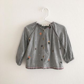 ザラキッズ(ZARA KIDS)のザラベビー zara baby 刺繍 ブラウス 86 グレー(シャツ/カットソー)