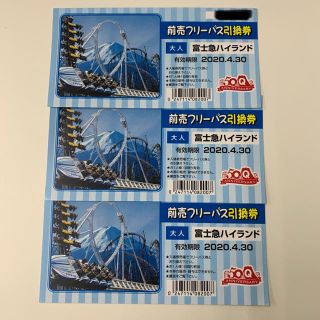 富士急ハイランド フリーパス 3枚(遊園地/テーマパーク)