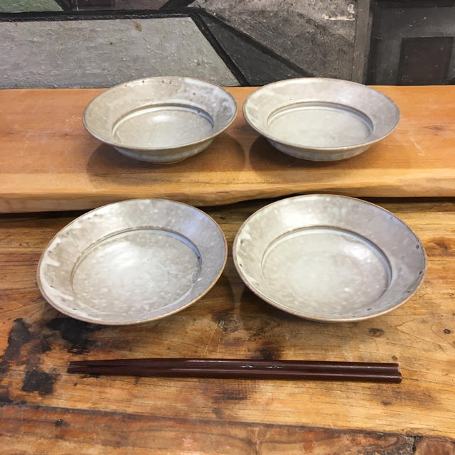 新品　陶器　陶芸作家　人気のグレーのリムBOWL4個B