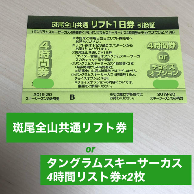 斑尾全山共通リフト券 チケットの施設利用券(スキー場)の商品写真