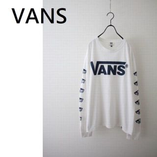 ヴァンズ(VANS)のVANS　バンズ　ロンT　アームロゴ　白　古着(Tシャツ/カットソー(七分/長袖))