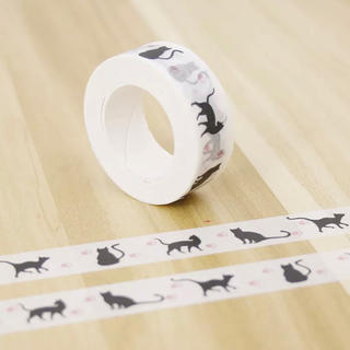 黒猫 和紙 テープ マスキングテープ 15mm10m(テープ/マスキングテープ)