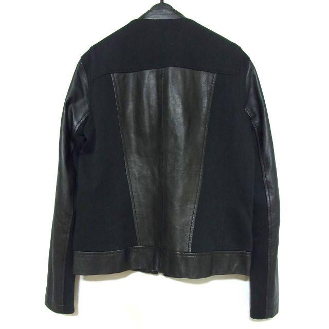 HELMUT LANG(ヘルムートラング)の14SS ヘルムートラング レザー 切替 ライダース ジャケット P 黒 レディースのジャケット/アウター(ライダースジャケット)の商品写真