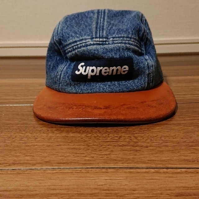 supreme デニム ツバ レザー キャンプキャップ ジェットキャップ