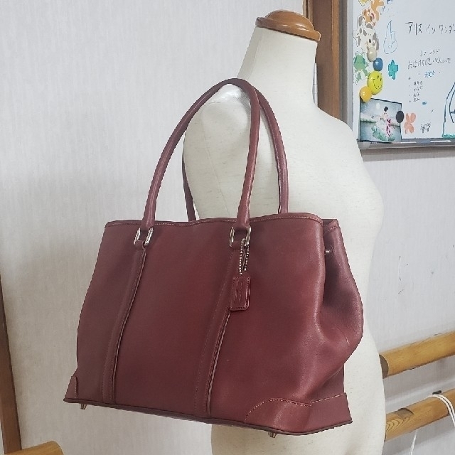 [正規品]COACHレザーショルダーバック　オールドレザー 希少ワインレッド