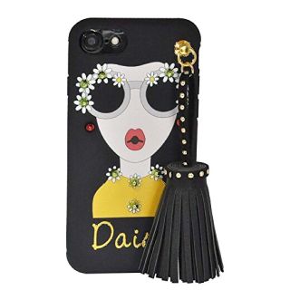 まみむめも様専用　iPhone8 Daisy 黒✖️黄色　グラサン ガール　(iPhoneケース)