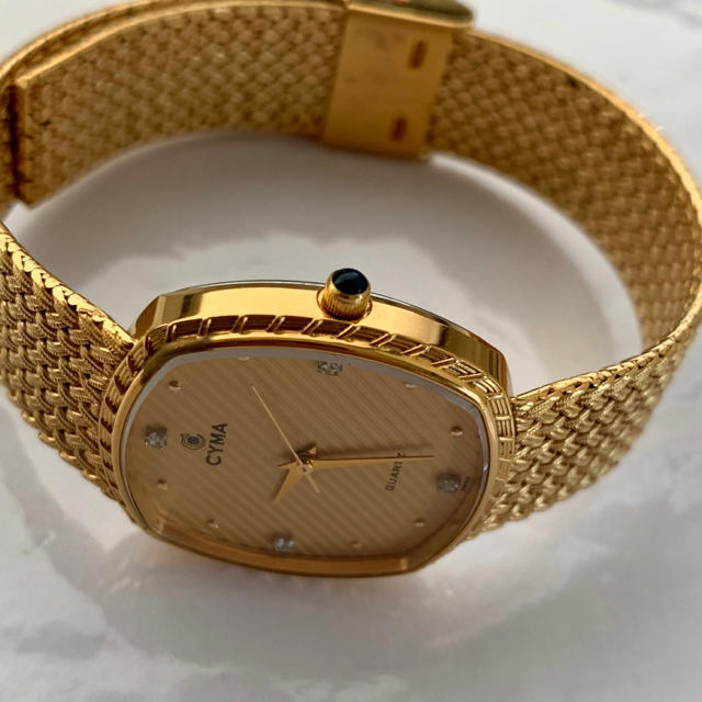 CYMA(シーマ)のシーマ　cyma 腕時計　604 4ptダイヤ　ゴールド　電池交換済み メンズの時計(腕時計(アナログ))の商品写真