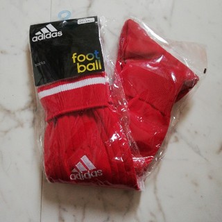 アディダス(adidas)の新品未開封アディダスadidasサッカーソックス赤×白タイツ25-27センチ(ウェア)