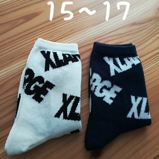 エクストララージ(XLARGE)の新品✩.*˚15〜17 XLARGE ロゴ総柄ソックス2足セット(靴下/タイツ)