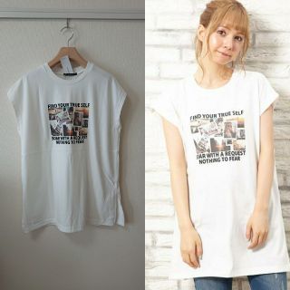 イング(INGNI)の新品 イング INGNI ロゴ プリント スリット Tシャツ チュニック (Tシャツ(半袖/袖なし))