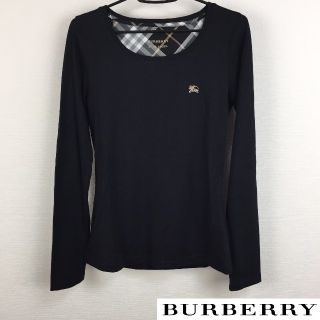 バーバリーブルーレーベル(BURBERRY BLUE LABEL)の美品 BURBERRY BLUE LABEL 長袖Tシャツ ブラック サイズ38(Tシャツ(長袖/七分))