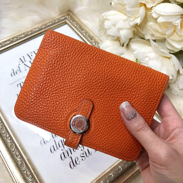 Hermes エルメス ドゴン 財布 カードケース オレンジ39ω