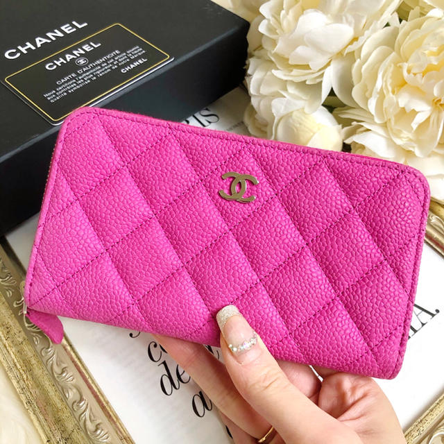 CHANEL シャネル 財布 長財布 中サイズ カードケース ピンク 半額商品