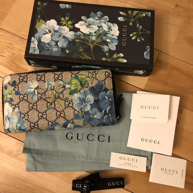 GUCCI グッチ ラウンドジップ長財布 GG柄 総ロゴ 花柄 ウォレット 大