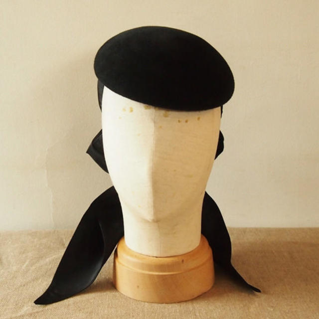 ペーパーブレードミニベレー（Black）Sugri ベレー帽 リボン