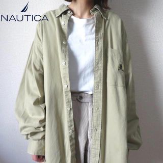 ノーティカ(NAUTICA)の90s ノーティカ 刺繍ロゴ ビッグシャツ グリーン 古着女子 vintage(シャツ/ブラウス(長袖/七分))