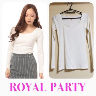 ロイヤルパーティー(ROYAL PARTY)のロイパ♡ハートネックリブ長袖Ｔシャツ(カットソー(長袖/七分))