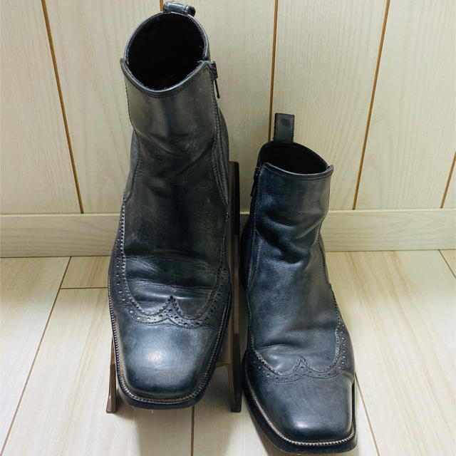 DSQUARED2(ディースクエアード)の貴重DSQUARED２コレクション使用ジップ付きレザーショートブーツ41正規品 メンズの靴/シューズ(ブーツ)の商品写真