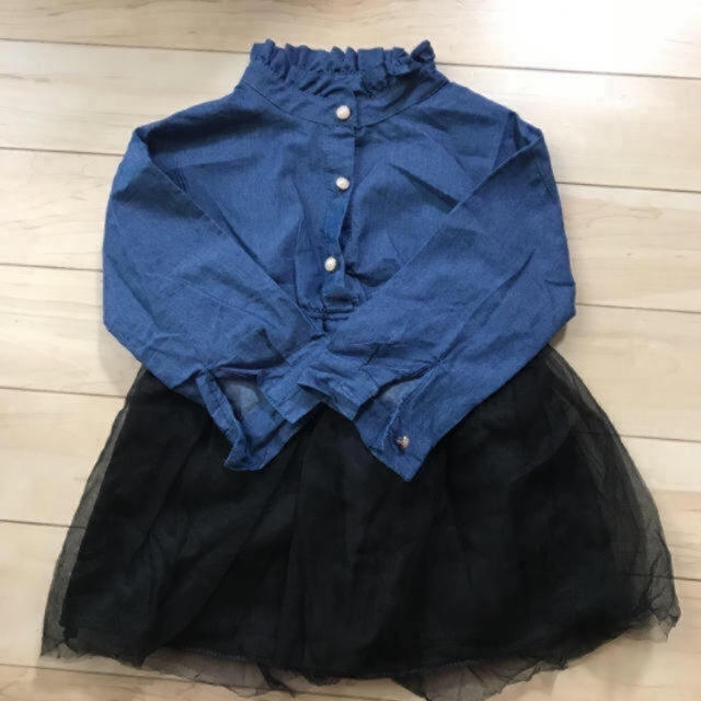 韓国子供服　デニムシャツチュール　ワンピース キッズ/ベビー/マタニティのキッズ服女の子用(90cm~)(ワンピース)の商品写真