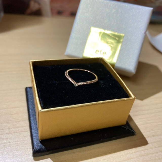 ete(エテ)のete K10PGレイヤード ダイヤモンド リング レディースのアクセサリー(リング(指輪))の商品写真