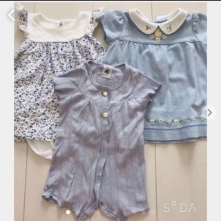 プチバトー(PETIT BATEAU)のプチバトー カーターズ ワンピース ロンパース 3m セット(ワンピース)