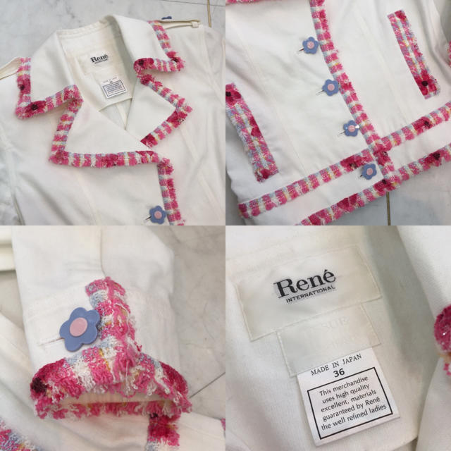 正規店好評 René - ☆美品☆Rene ルネ ショートジャケット コットン ツイード 白xピンクの通販 by ★☆のきてん☆★'s shop|ルネならラクマ 限定品特価