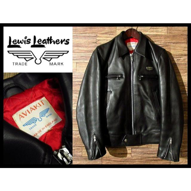 人気新品 Leathers Lewis - レザーライダース UK シングル ドミネーター 青羽タグ 666期 ルイスレザー ライダースジャケット