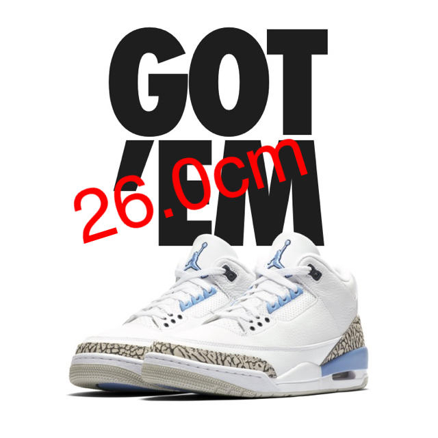 NIKE(ナイキ)のair jordan 3 UNC 26.0cm メンズの靴/シューズ(スニーカー)の商品写真