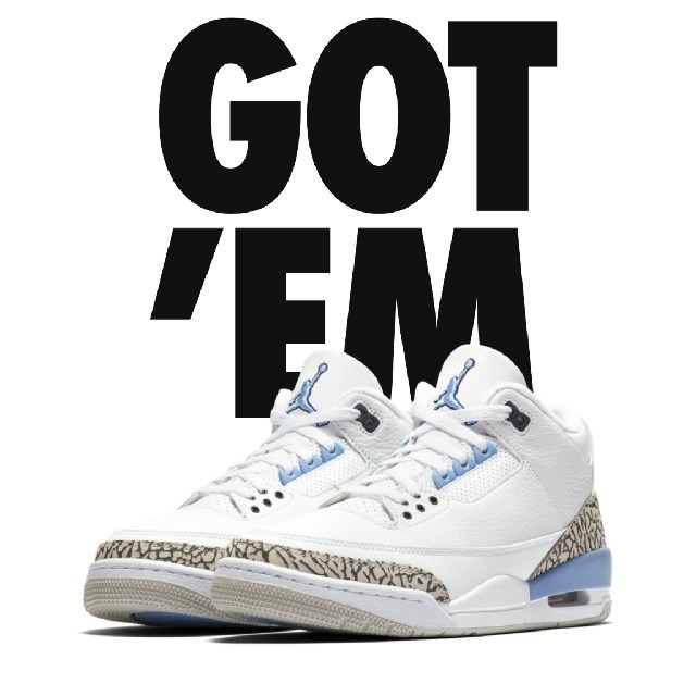 NIKE AIR JORDAN 3 "UNC" 28cm