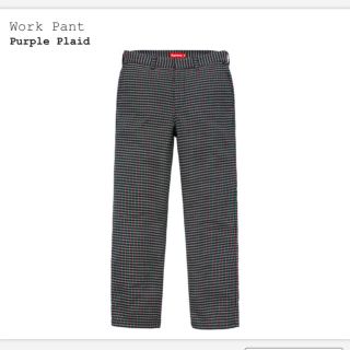 シュプリーム(Supreme)の【30inc】Work Pant／Purple Plaid【極美品】(ワークパンツ/カーゴパンツ)