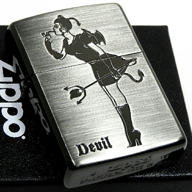 タバコグッズ送料無料☆zippo☆コスチュームウインディ☆両面☆デビル☆BK☆ジッポ