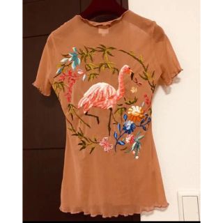 ジャンポールゴルチエ(Jean-Paul GAULTIER)のジャンポールゴルチエ☆フラミンゴ刺繍 チュール トップス(Tシャツ(半袖/袖なし))